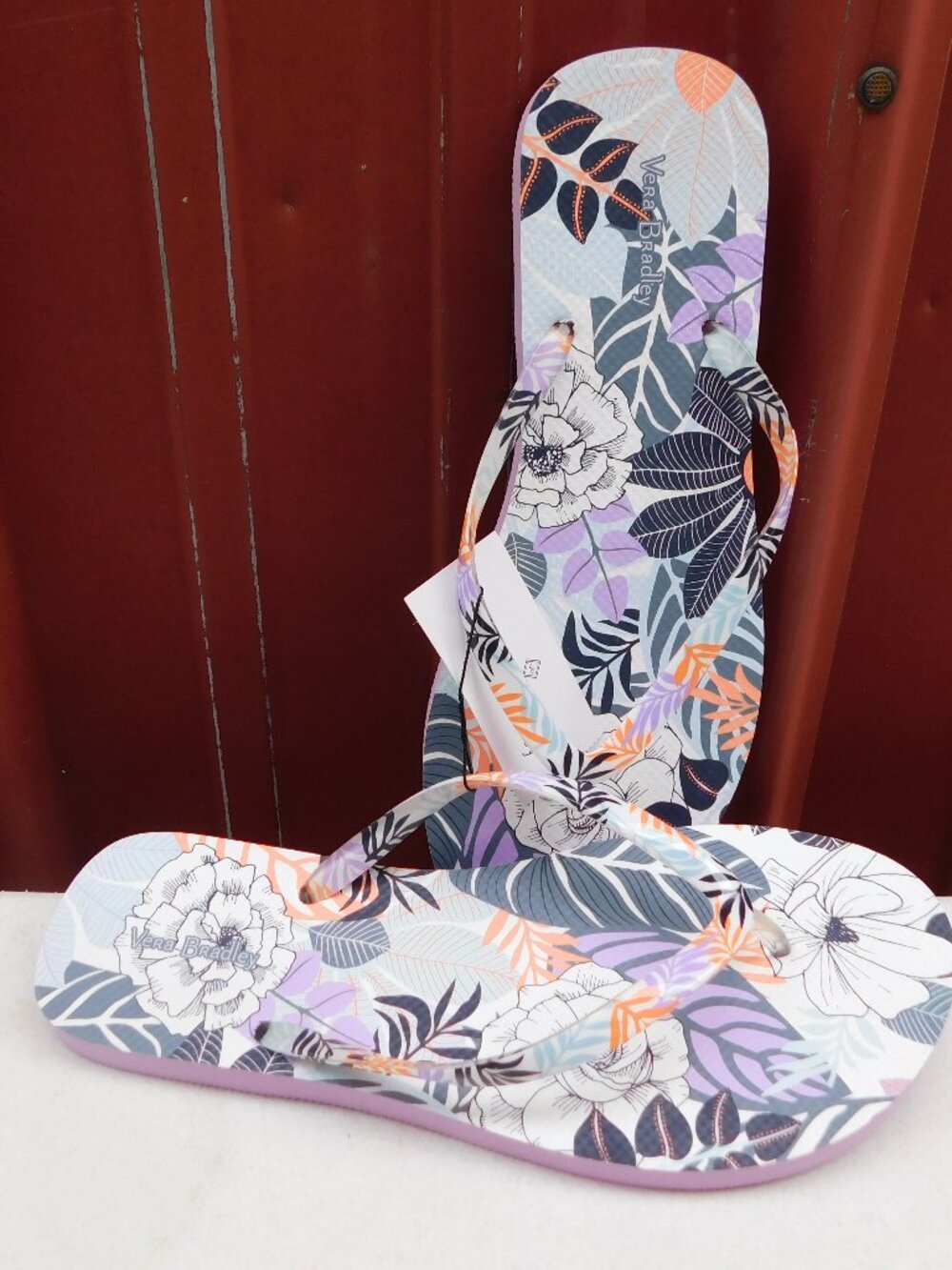 Vera Bradley Palm Floral Flip Flops NEW w Tag sz Large 9-10